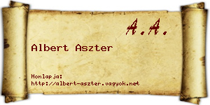 Albert Aszter névjegykártya